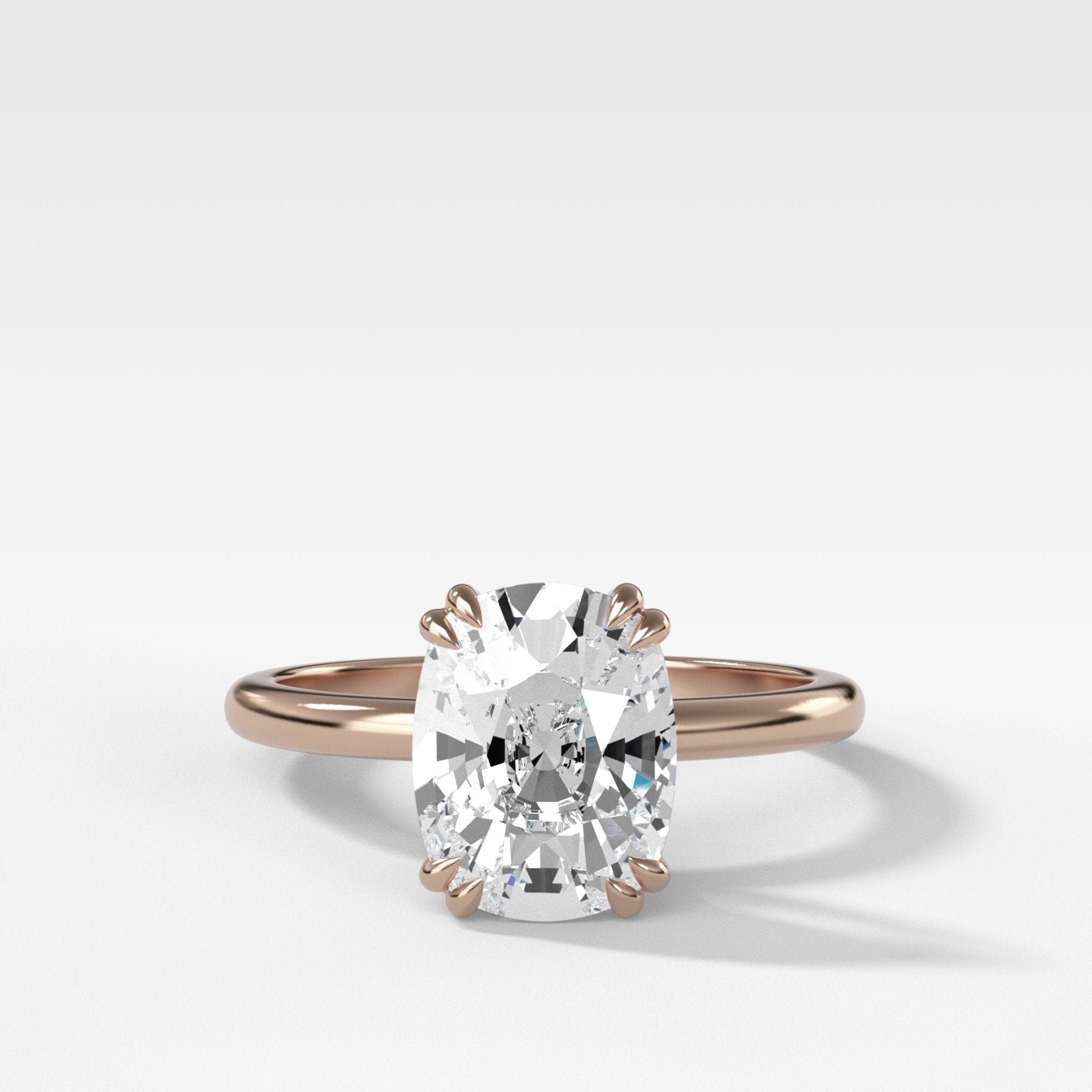 Signature Cathedral Solitaire Engagement Ring With Elongated Cushion Cut Diamond - GOODSTONE