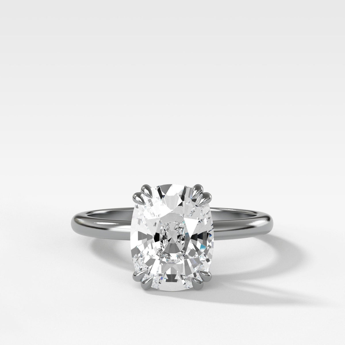 Signature Cathedral Solitaire Engagement Ring With Elongated Cushion Cut Diamond - GOODSTONE