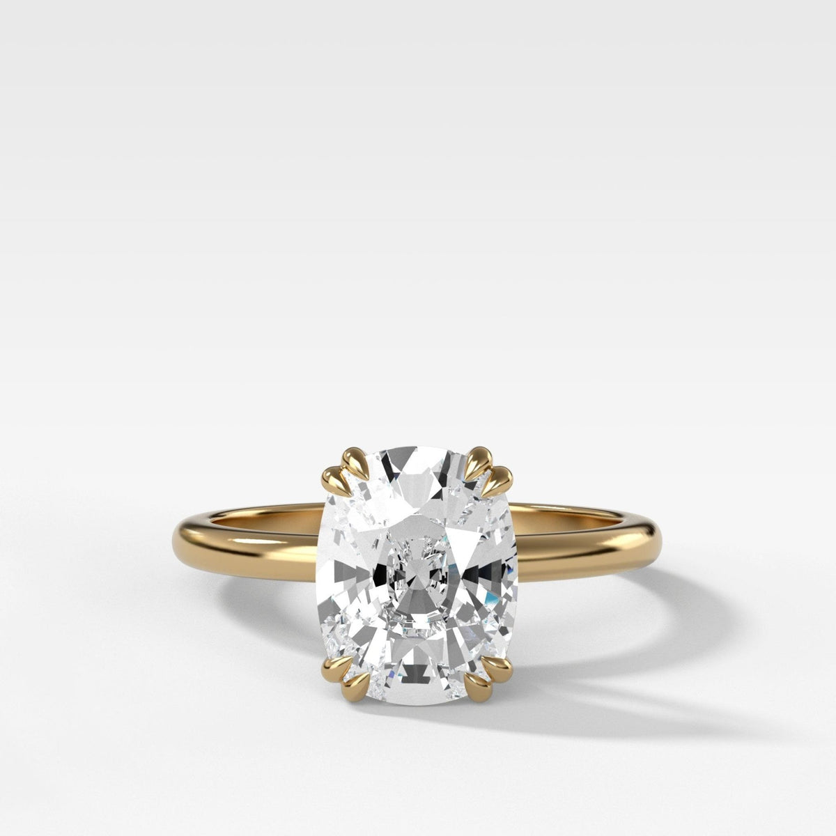 Signature Cathedral Solitaire Engagement Ring With Elongated Cushion Cut Diamond