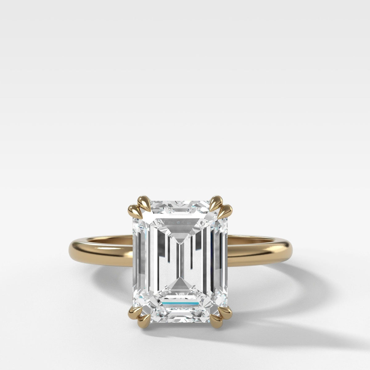 Signature Cathedral Solitaire Engagement Ring With Emerald Cut Diamond (North South) - GOODSTONE