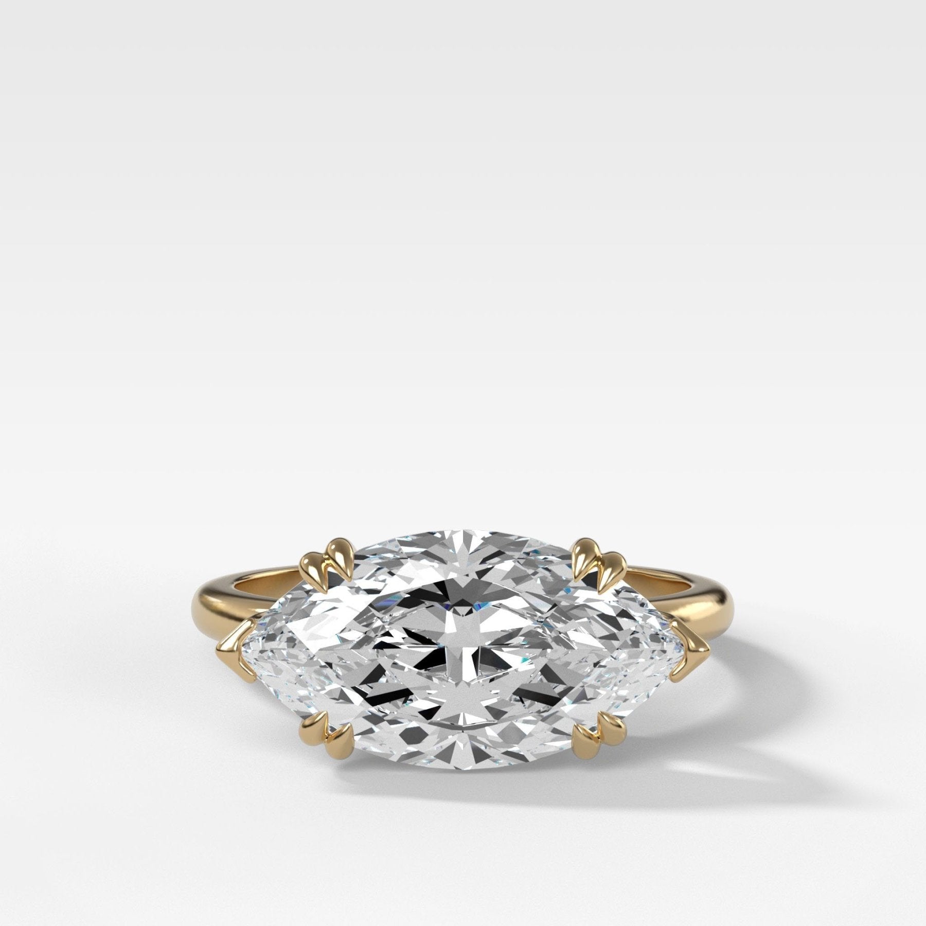 Signature Cathedral Solitaire Engagement Ring With Marquise Cut Diamond (East West) - GOODSTONE