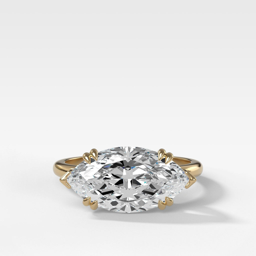 Signature Cathedral Solitaire Engagement Ring Marquise Cut Diamond