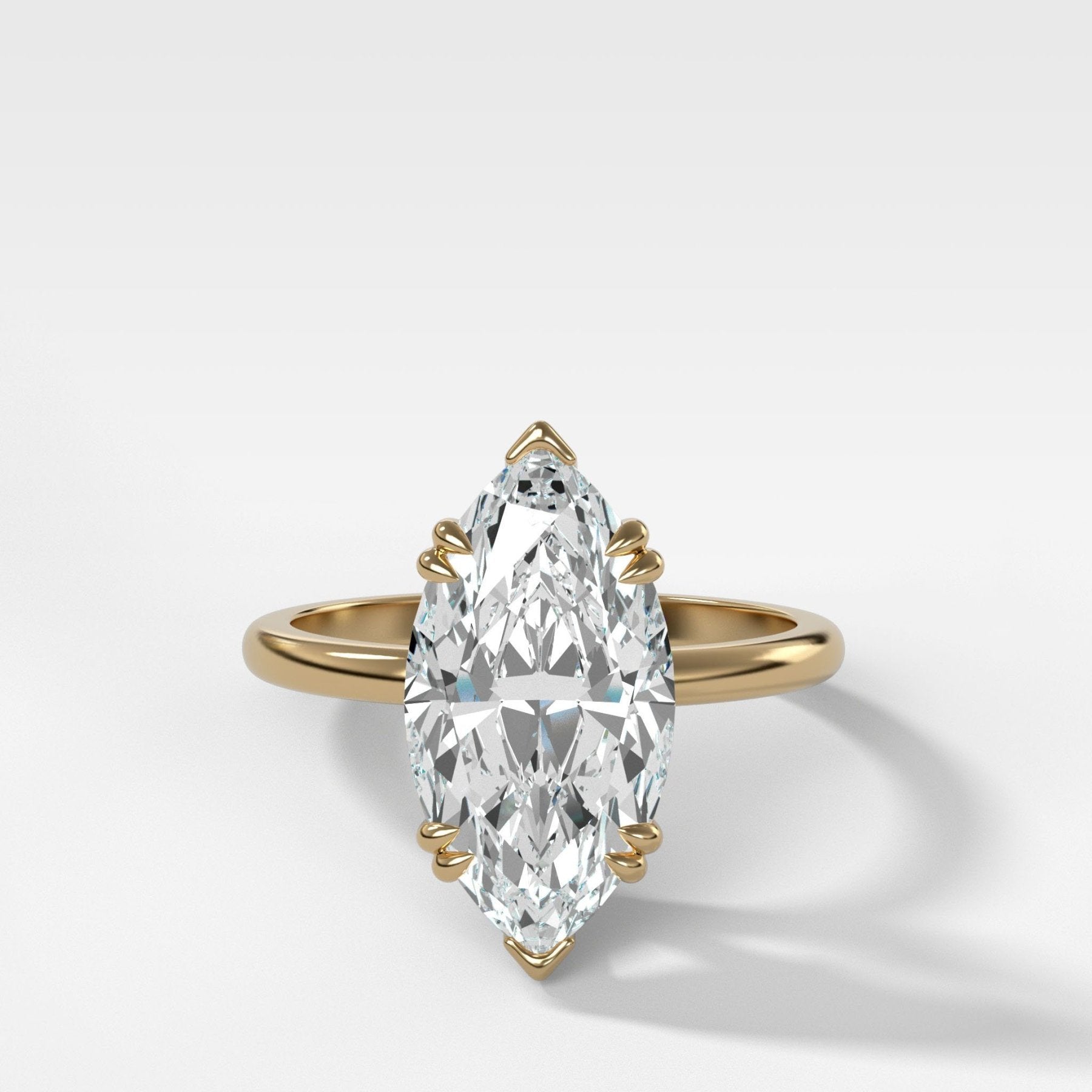 Signature Cathedral Solitaire Engagement Ring With Marquise Cut Diamond(North South) - GOODSTONE