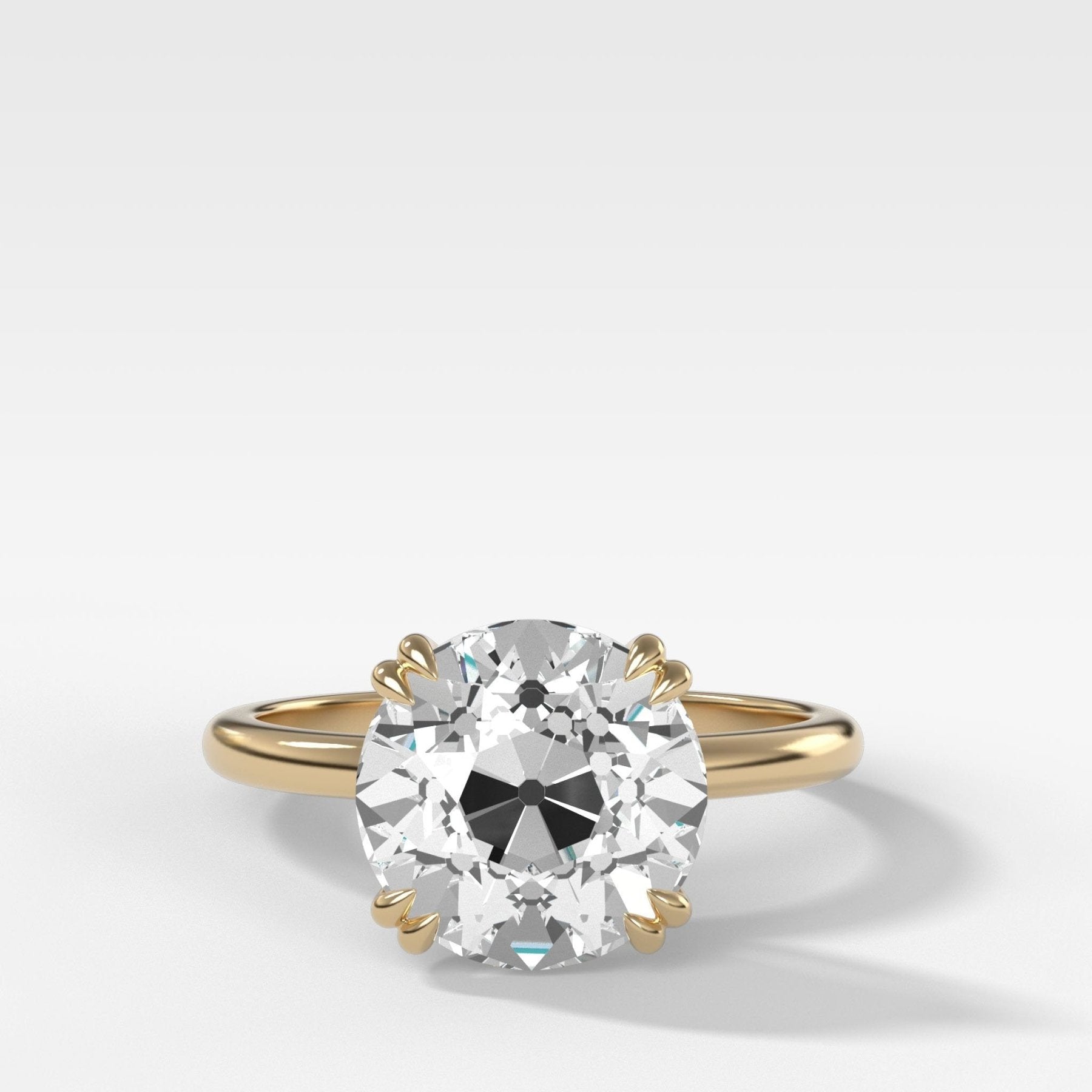 Signature Cathedral Solitaire Engagement Ring With Old Euro Cut Diamond - GOODSTONE