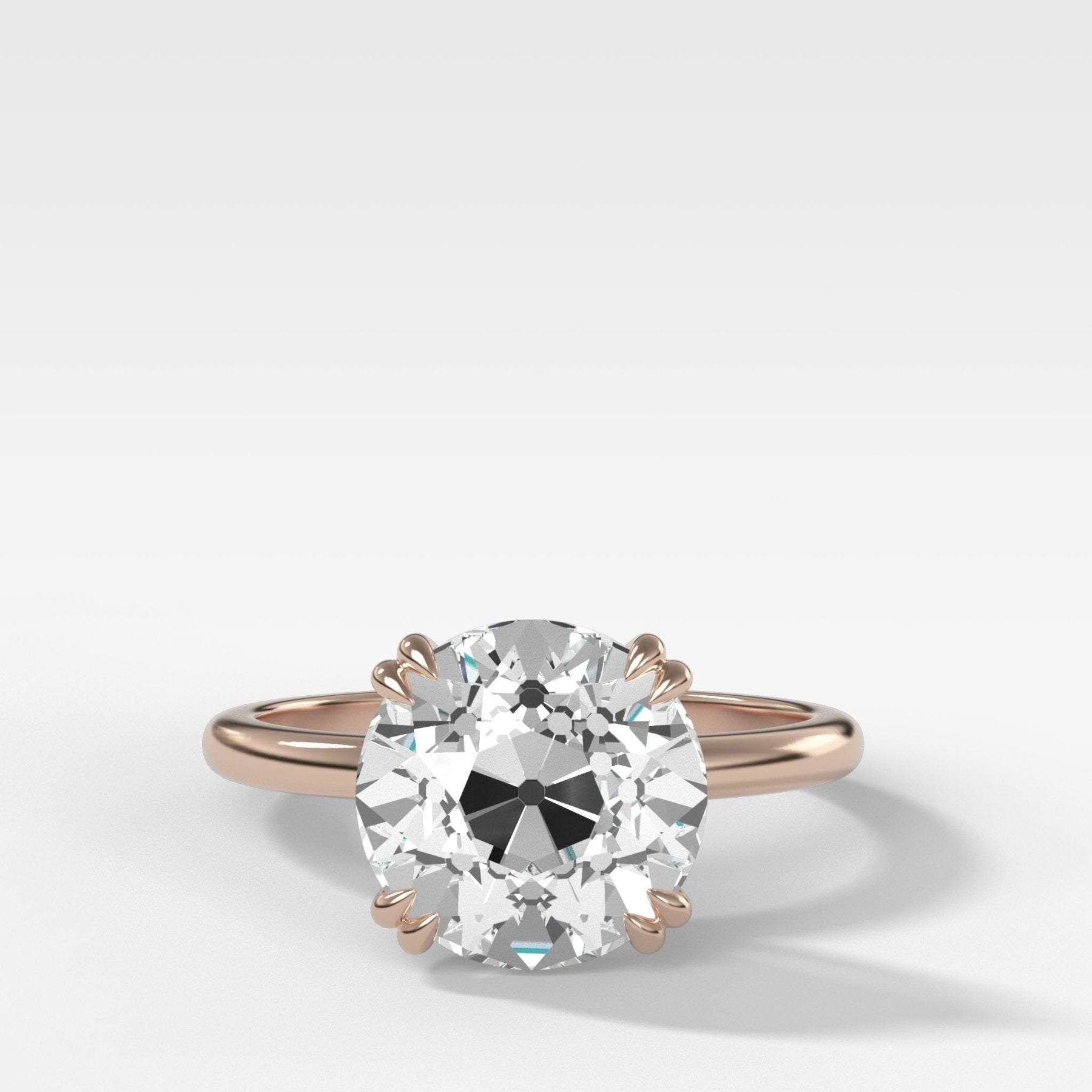 Signature Cathedral Solitaire Engagement Ring With Old Euro Cut Diamond - GOODSTONE