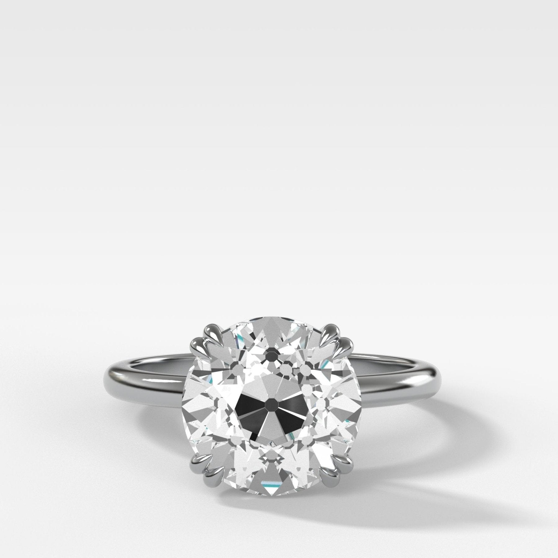 Signature Cathedral Solitaire Engagement Ring With Old Euro Cut Diamond - GOODSTONE