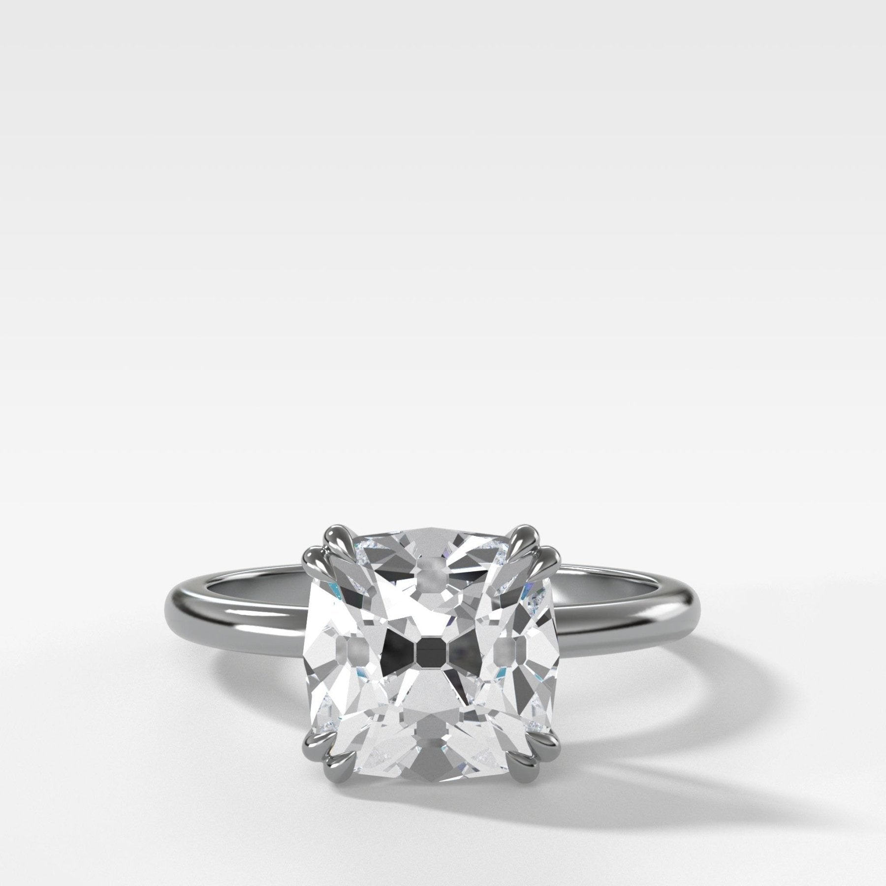 Signature Cathedral Solitaire Engagement Ring With Old Mine Cut Diamond - GOODSTONE