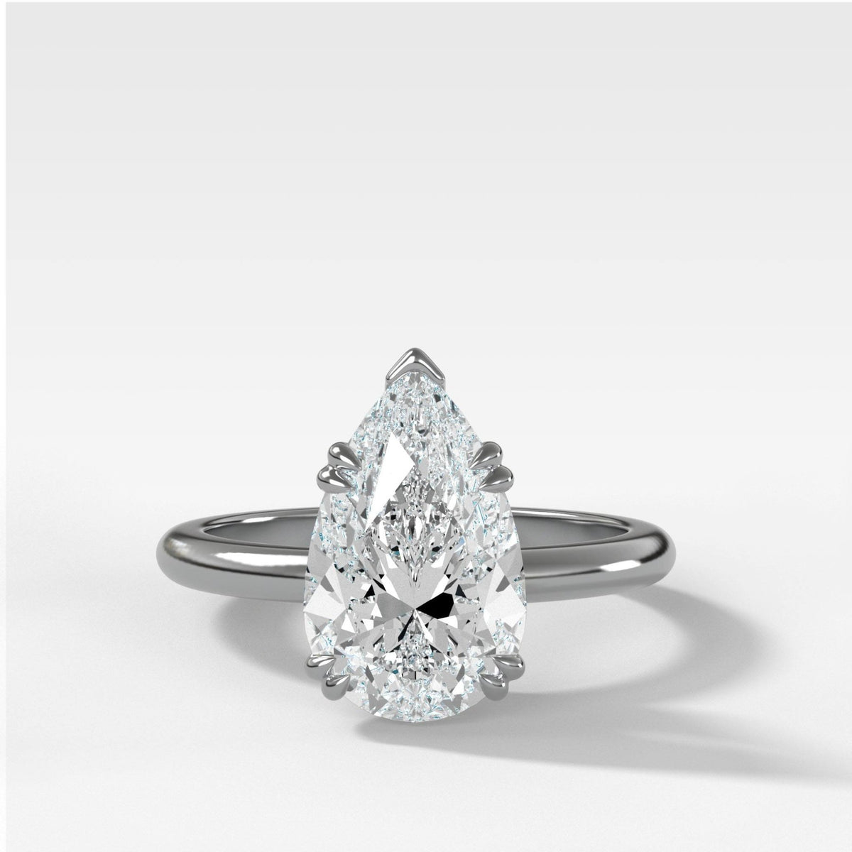 Signature Cathedral Solitaire Engagement Ring With Pear Cut Diamond - GOODSTONE