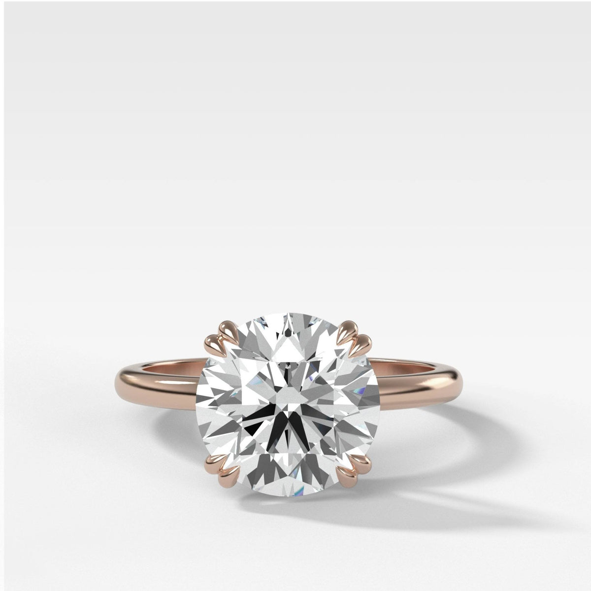 Signature Cathedral Solitaire Engagement Ring With Round Cut Diamond - GOODSTONE