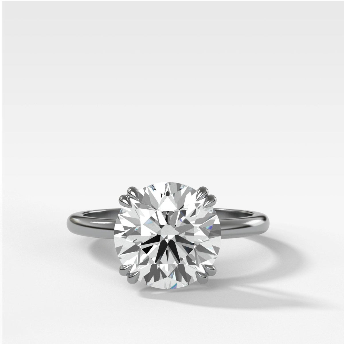 Signature Cathedral Solitaire Engagement Ring With Round Cut Diamond - GOODSTONE