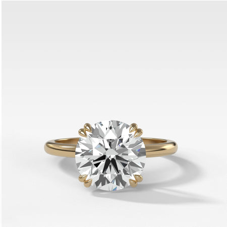 Signature Cathedral Solitaire Engagement Ring Round Cut Diamond