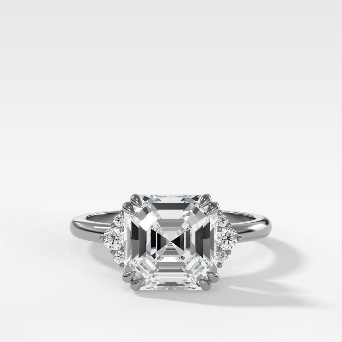 Signature Cluster Engagement Ring With Asscher Cut Diamond - GOODSTONE