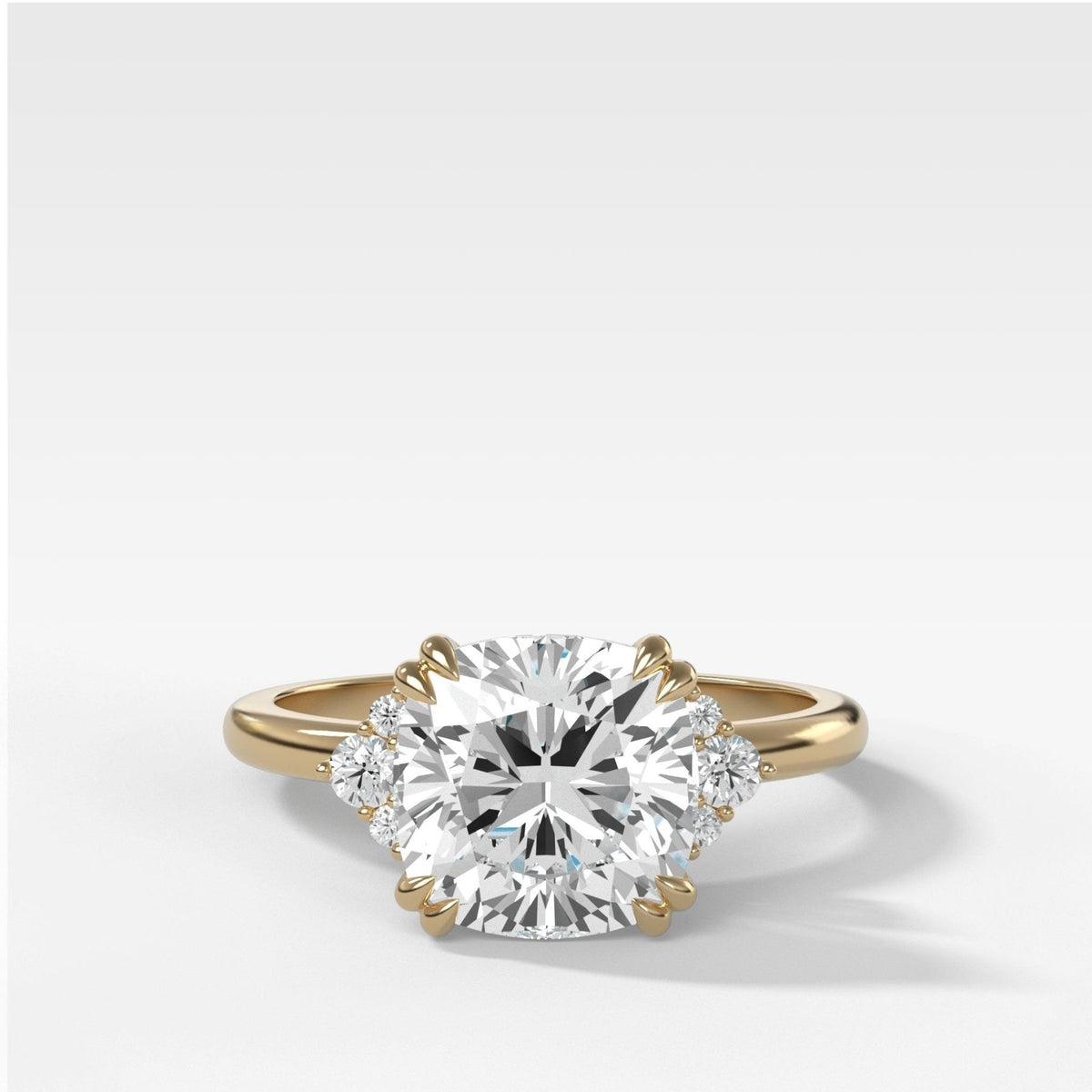 Signature Cluster Engagement Ring With Cushion Cut Diamond - GOODSTONE