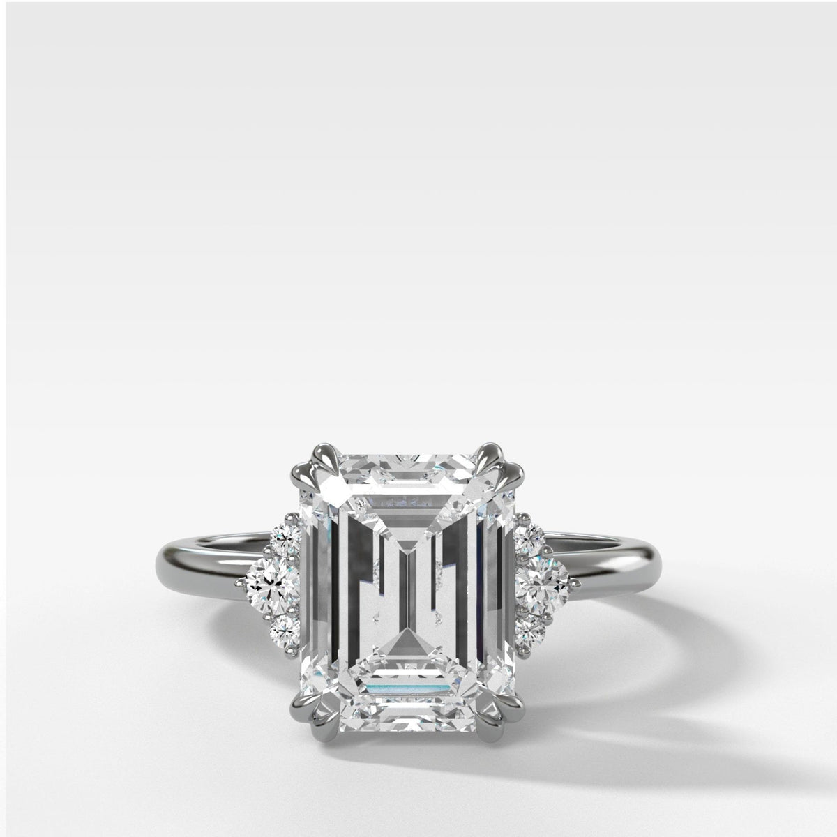 Signature Cluster Engagement Ring With Emerald Cut Diamond - GOODSTONE
