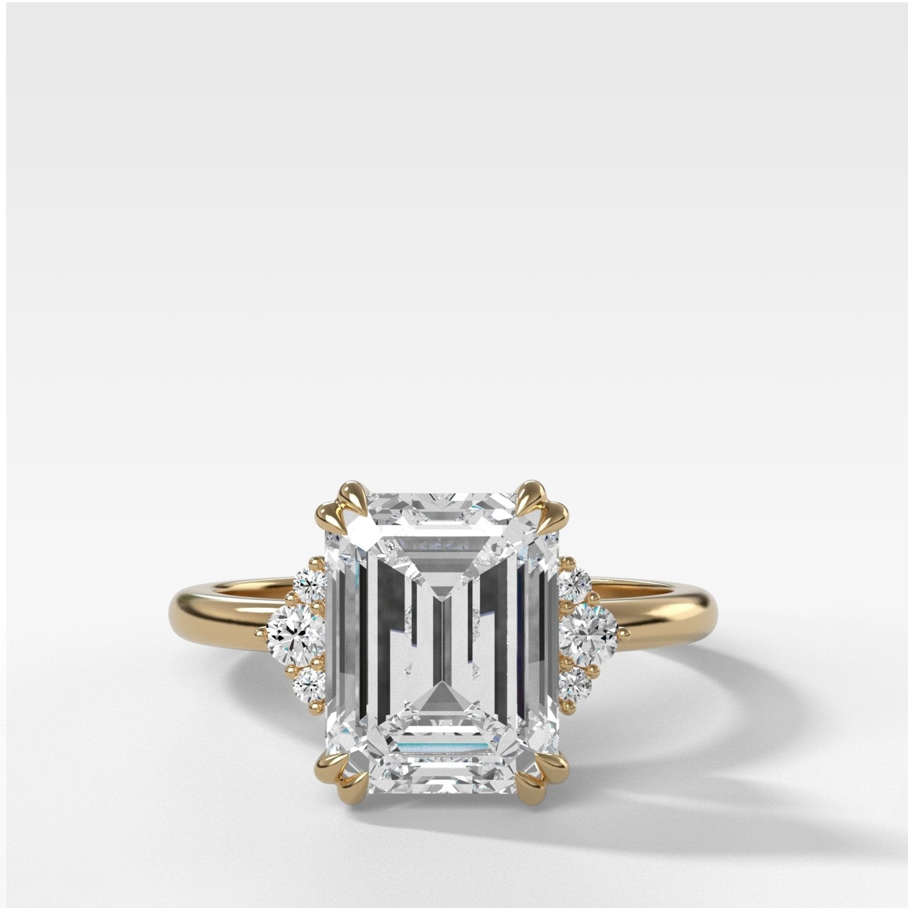 Signature Cluster Engagement Ring With Emerald Cut Diamond - GOODSTONE