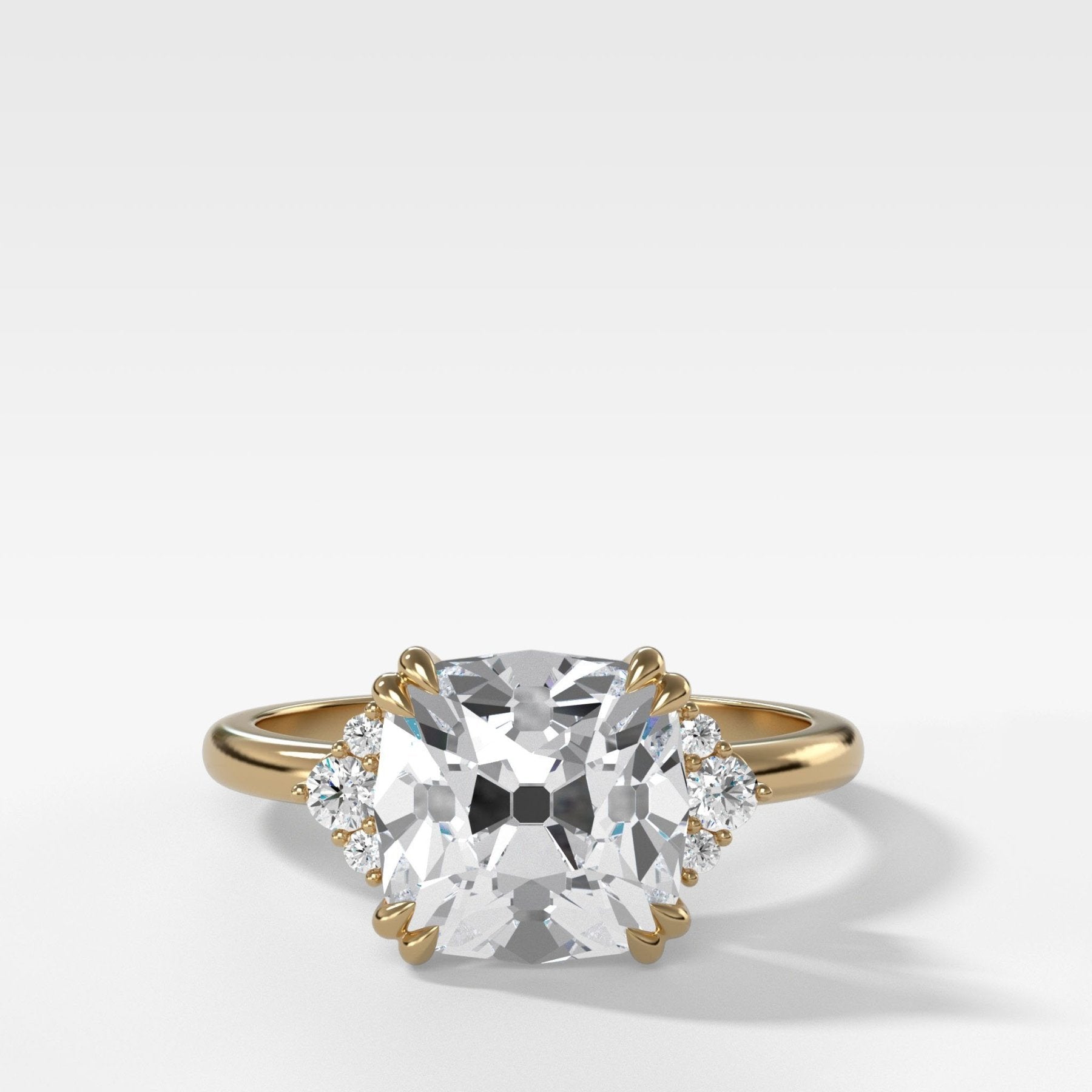 Signature Cluster Engagement Ring With Old Mine Cut Diamond - GOODSTONE
