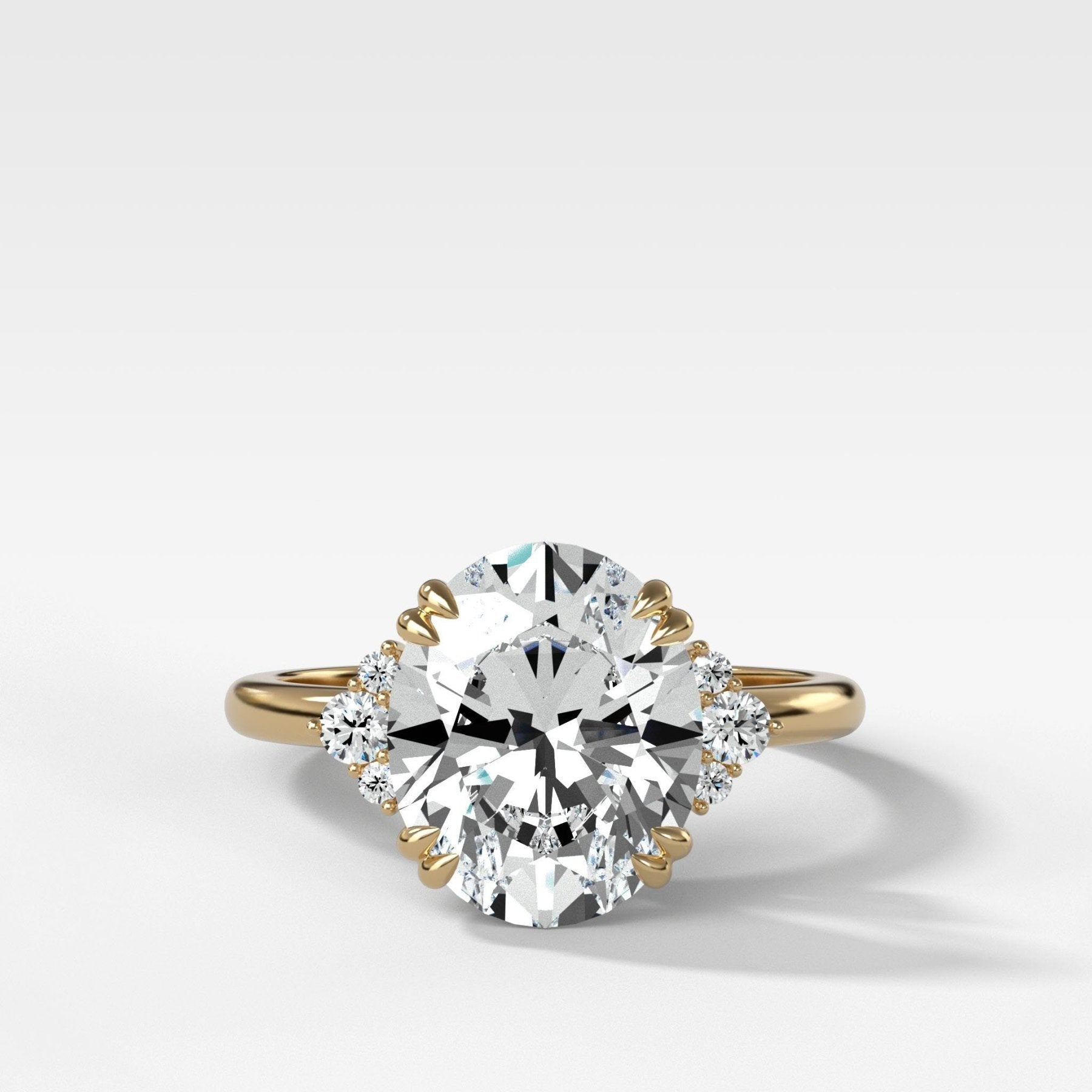 Signature Cluster Engagement Ring With Oval Cut Diamond - GOODSTONE