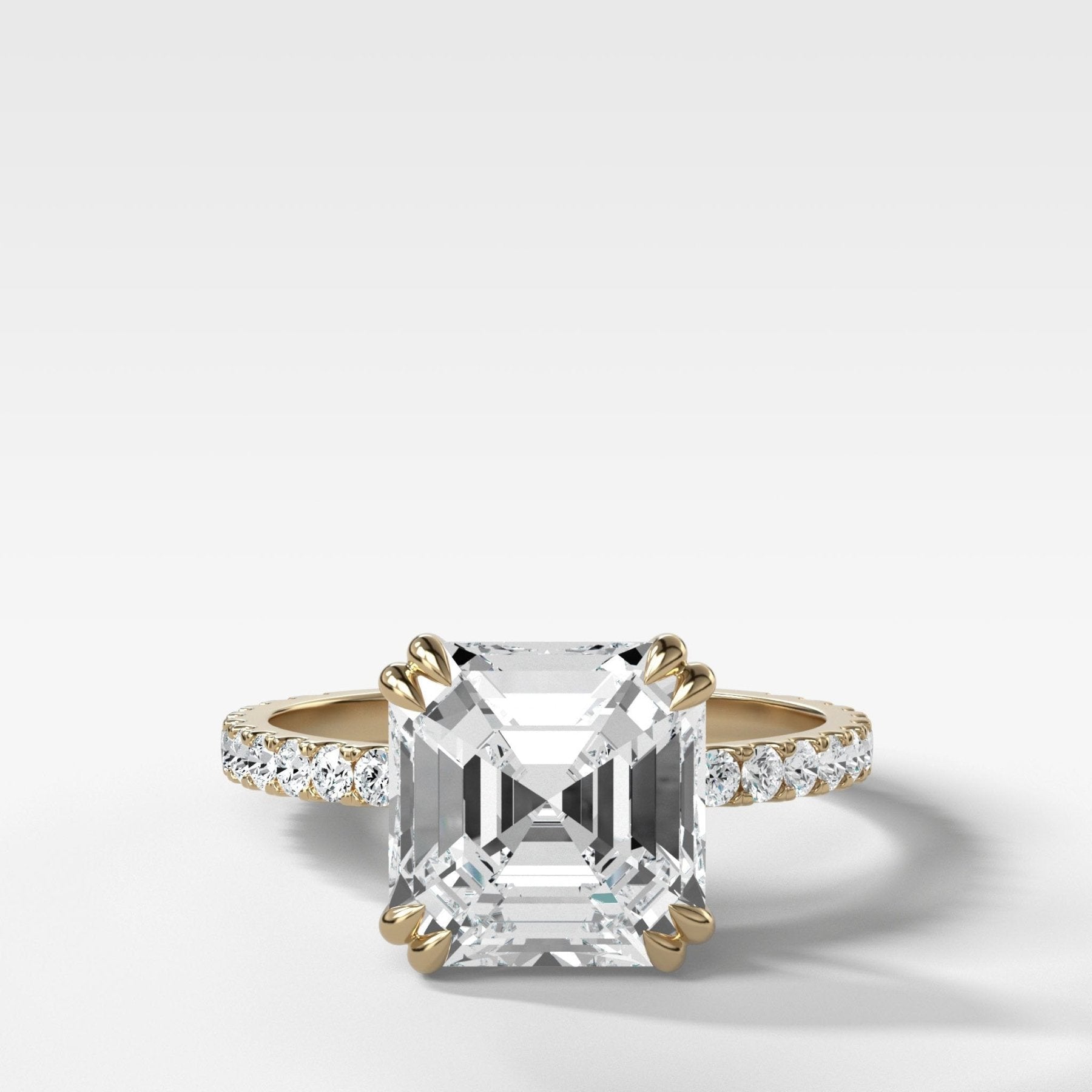 Signature Pavé Engagement Ring With Asscher Cut Diamond - GOODSTONE
