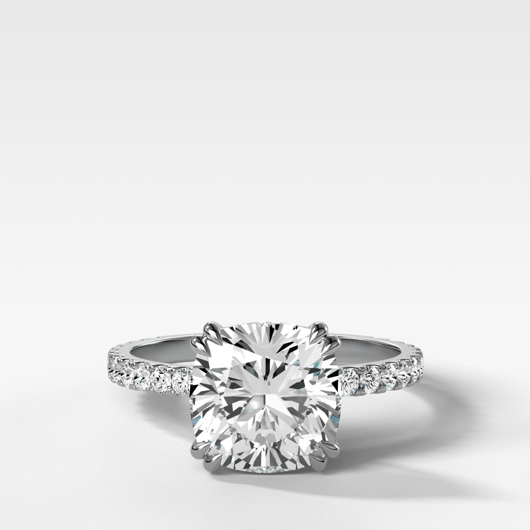Signature Pavé Engagement Ring With Cushion Cut Diamond - GOODSTONE