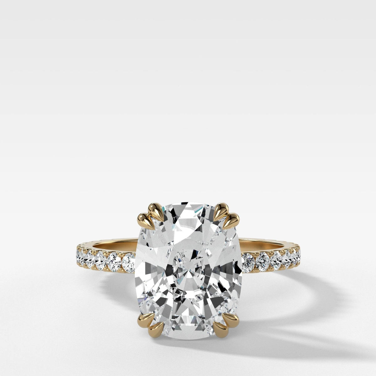 Signature Pavé Engagement Ring Elongated Cushion Cut Diamond