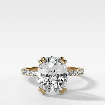 Signature Pavé Engagement Ring Elongated Cushion Cut Diamond