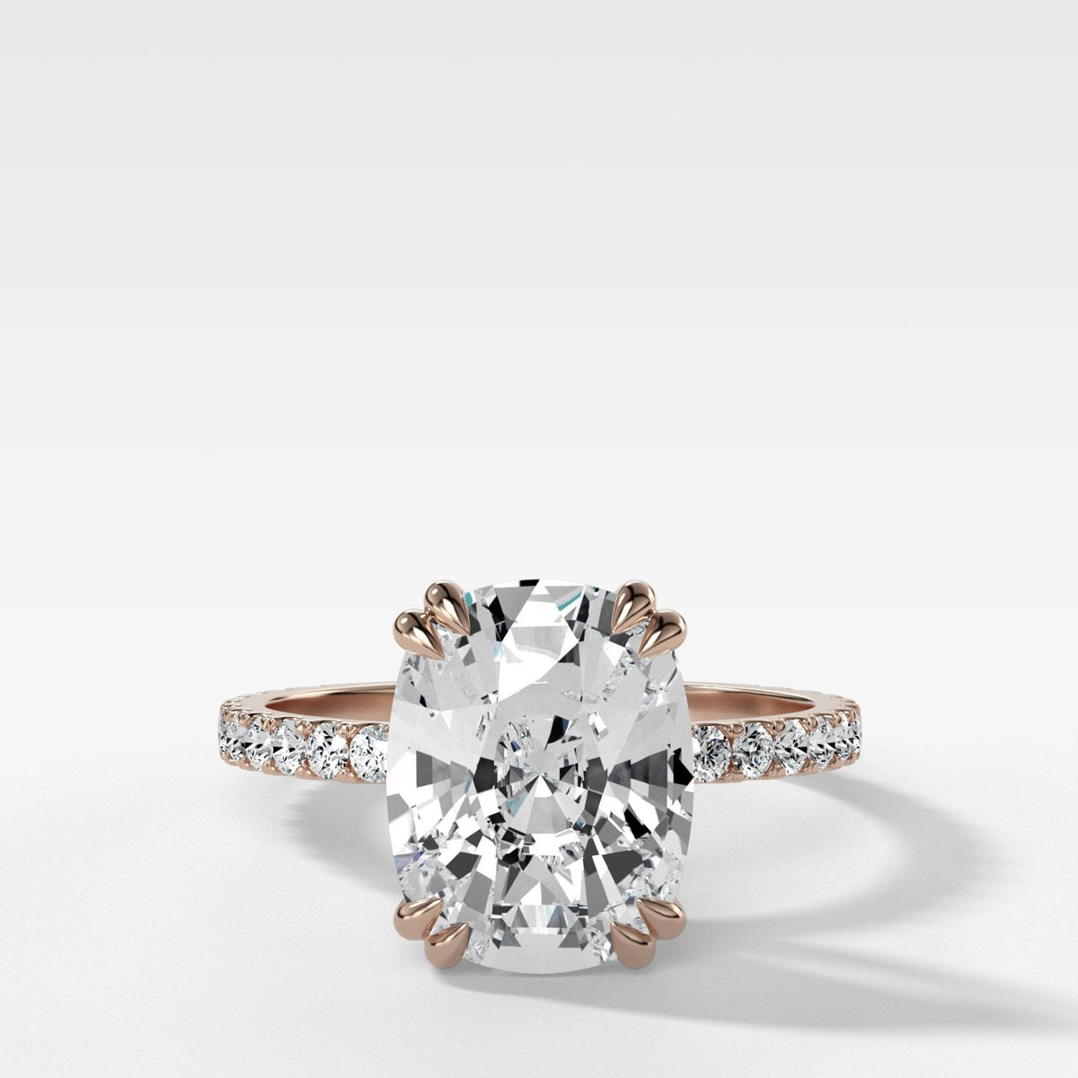 Signature Pavé Engagement Ring With Elongated Cushion Cut Diamond - GOODSTONE