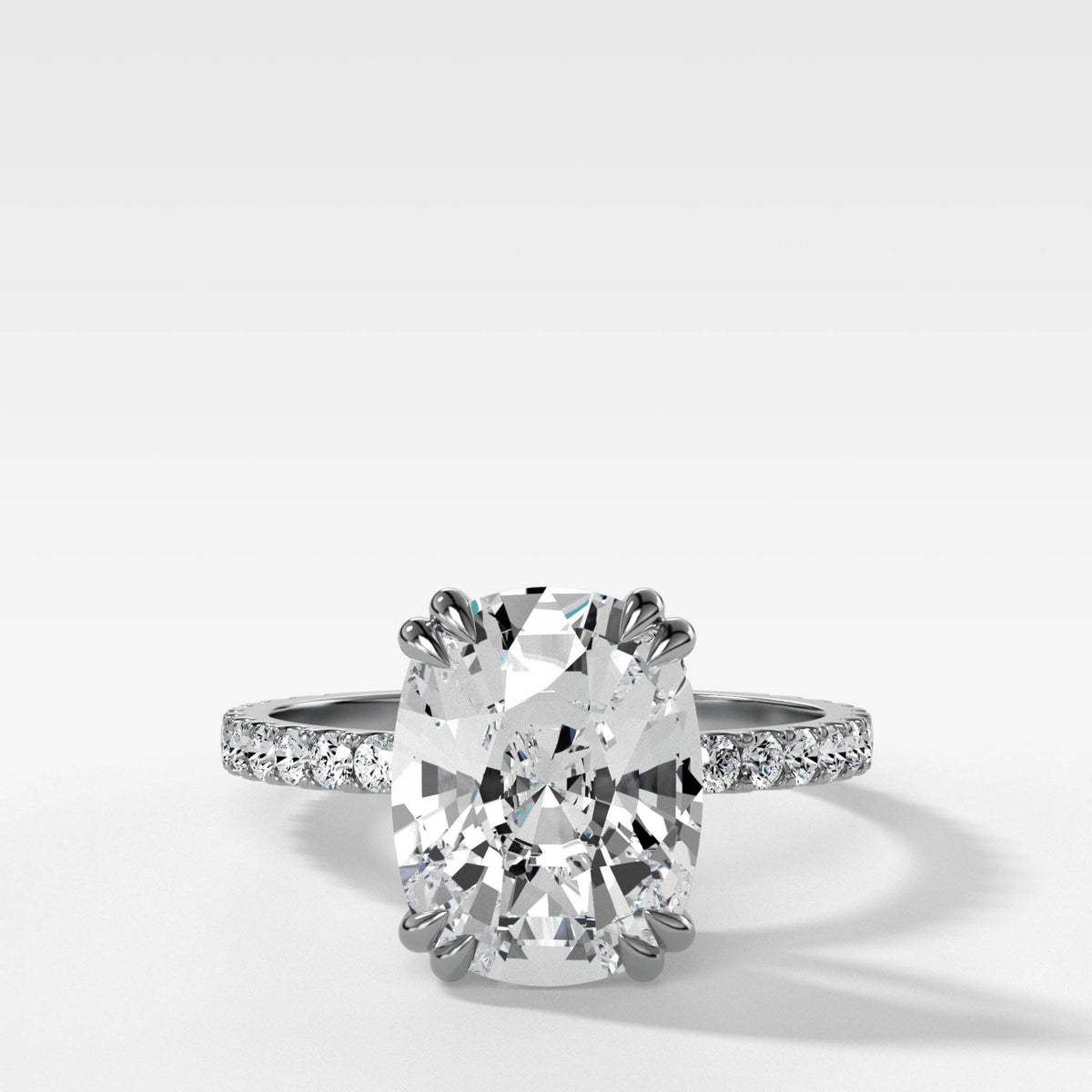 Signature Pavé Engagement Ring With Elongated Cushion Cut Diamond - GOODSTONE