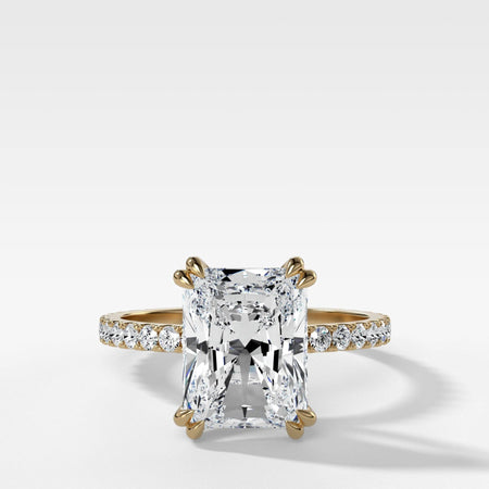 Signature Pavé Engagement Ring Elongated Radiant Cut Diamond