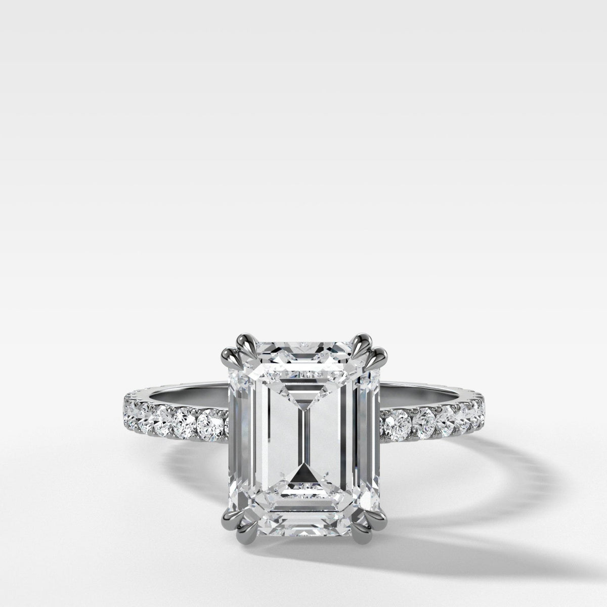 Signature Pavé Engagement Ring With Emerald Cut Diamond - GOODSTONE