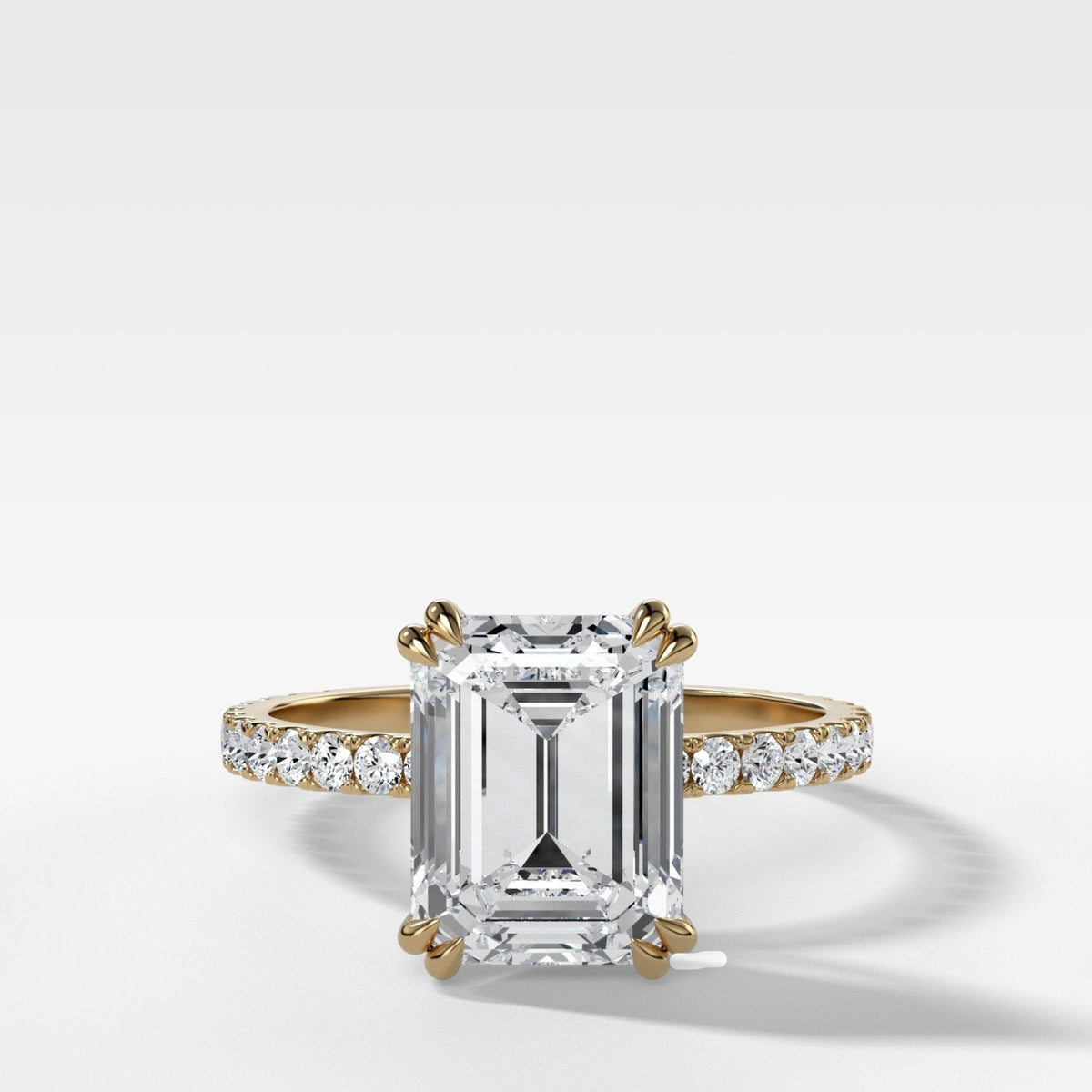 Signature Pavé Engagement Ring With Emerald Cut Diamond - GOODSTONE