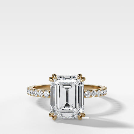 Signature Pavé Engagement Ring Emerald Cut Diamond