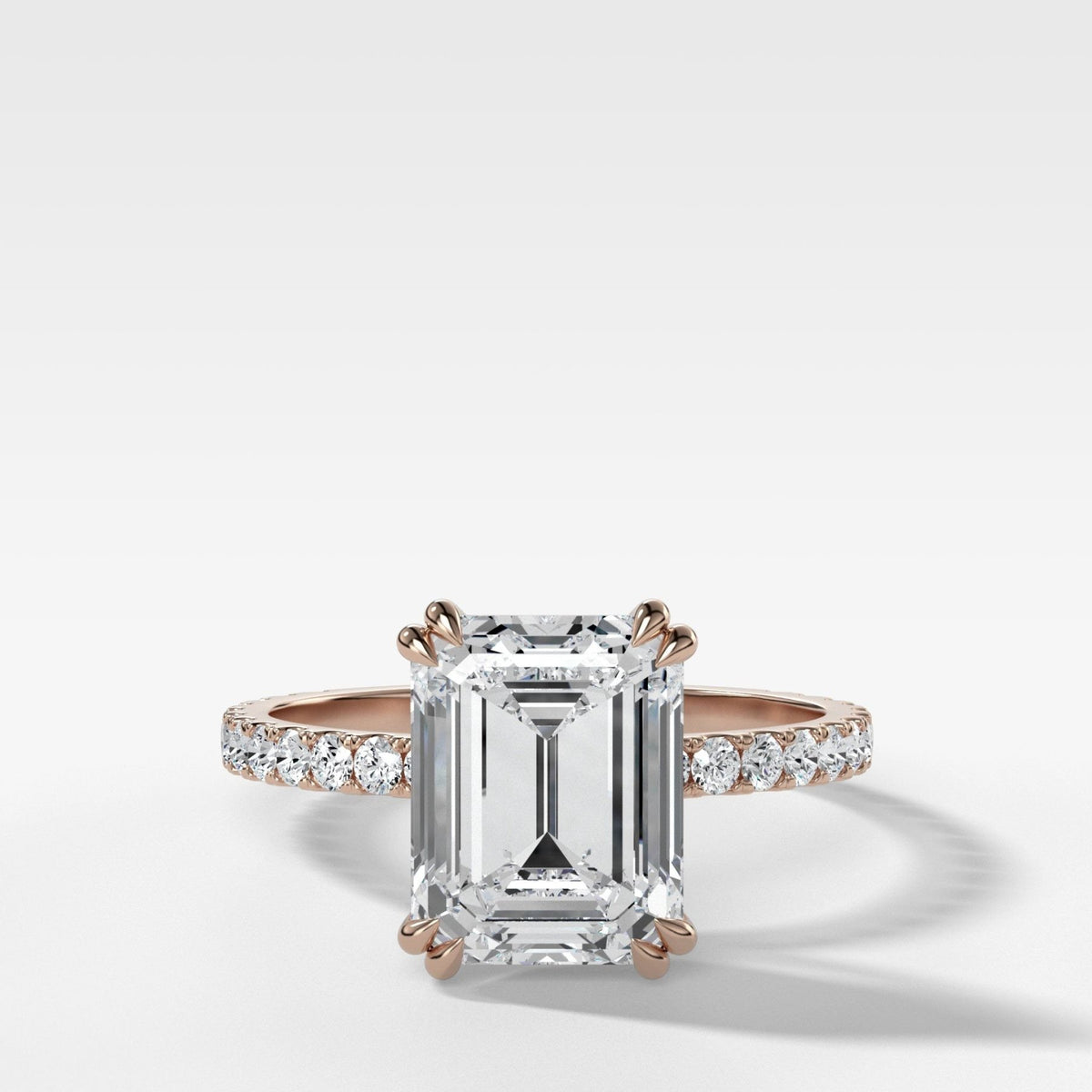 Signature Pavé Engagement Ring With Emerald Cut Diamond - GOODSTONE