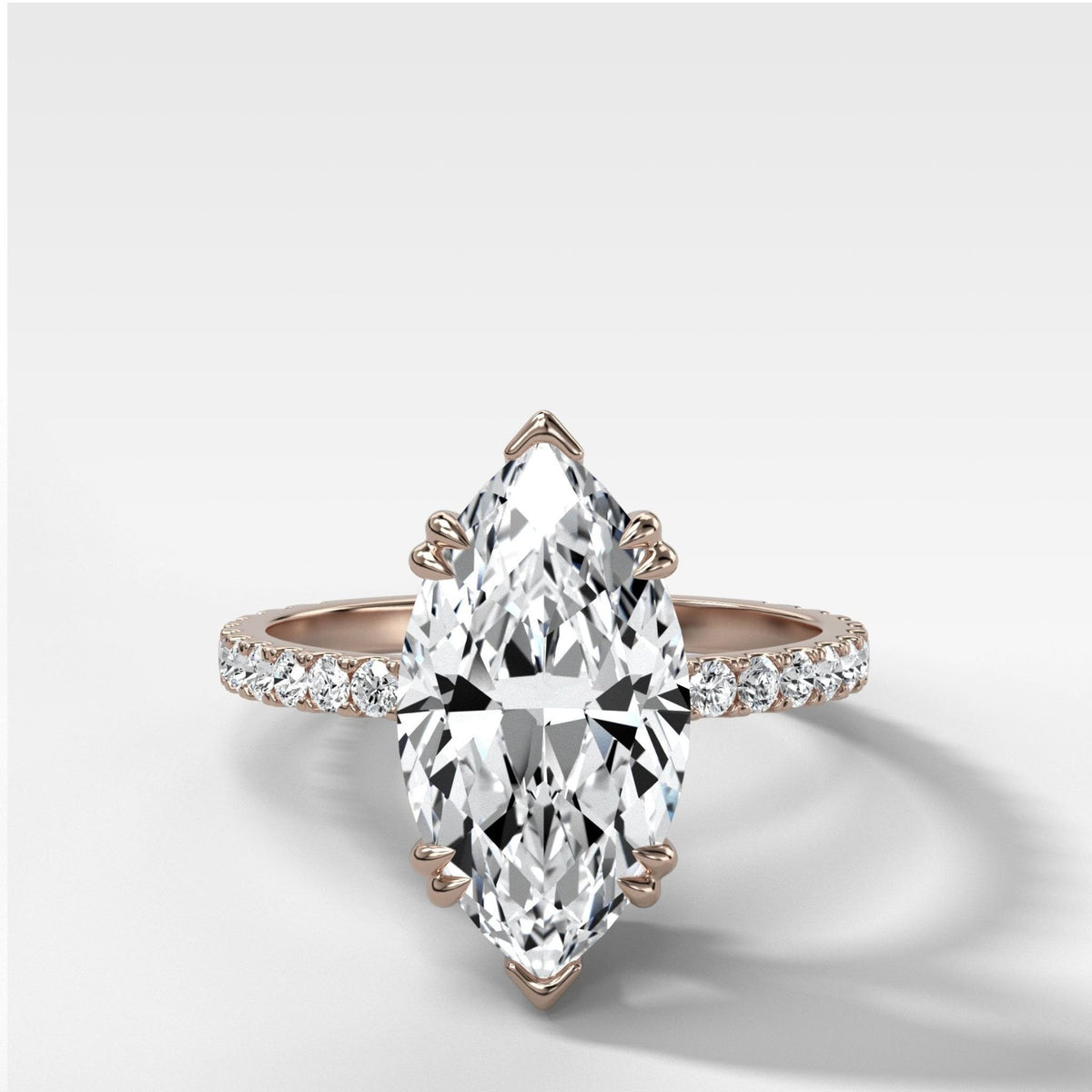 Signature Pavé Engagement Ring With North South Marquise Cut Diamond - GOODSTONE