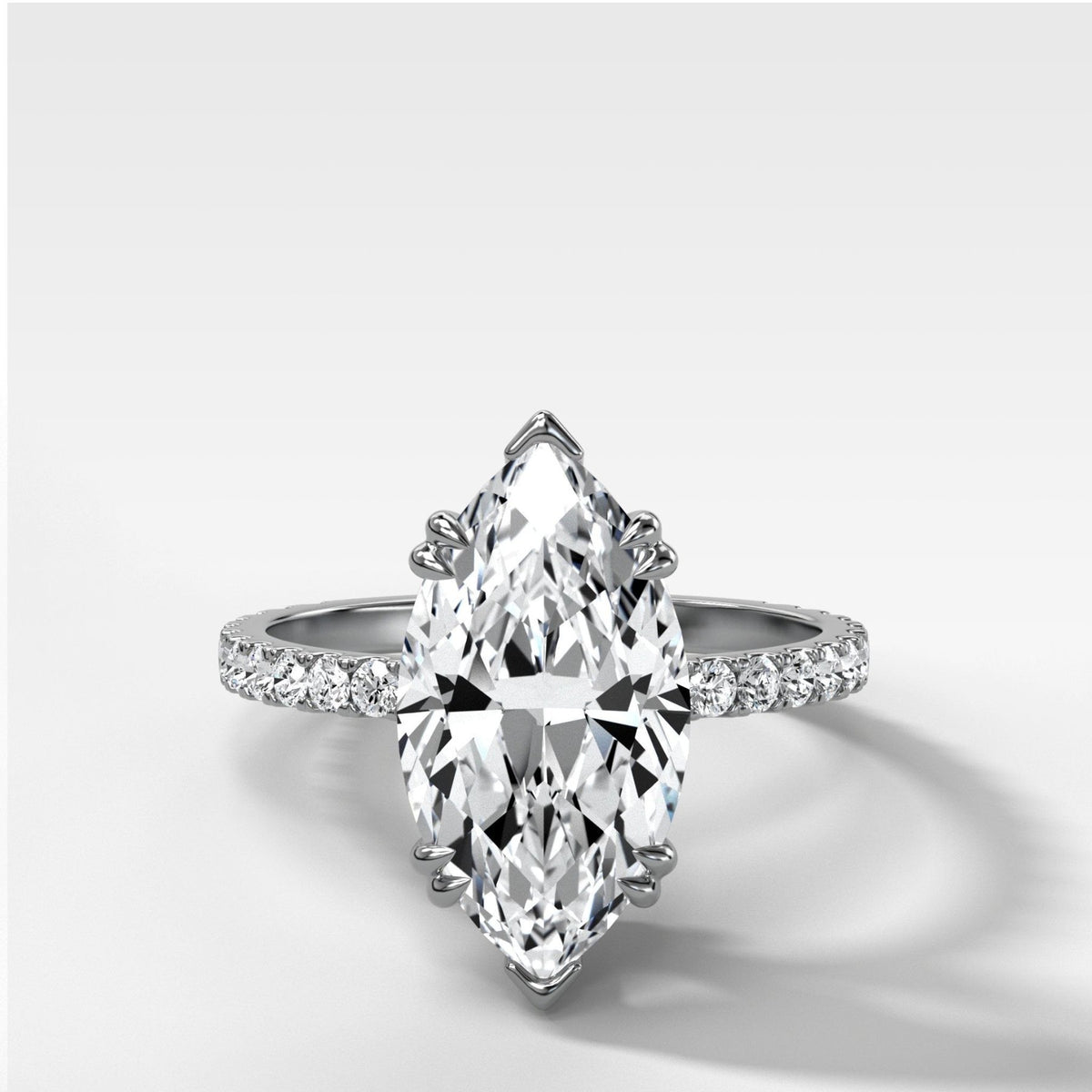 Signature Pavé Engagement Ring With North South Marquise Cut Diamond - GOODSTONE