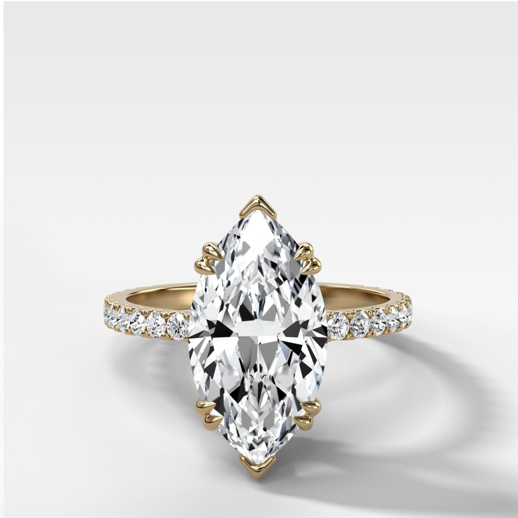 Signature Pavé Engagement Ring With North South Marquise Cut Diamond - GOODSTONE