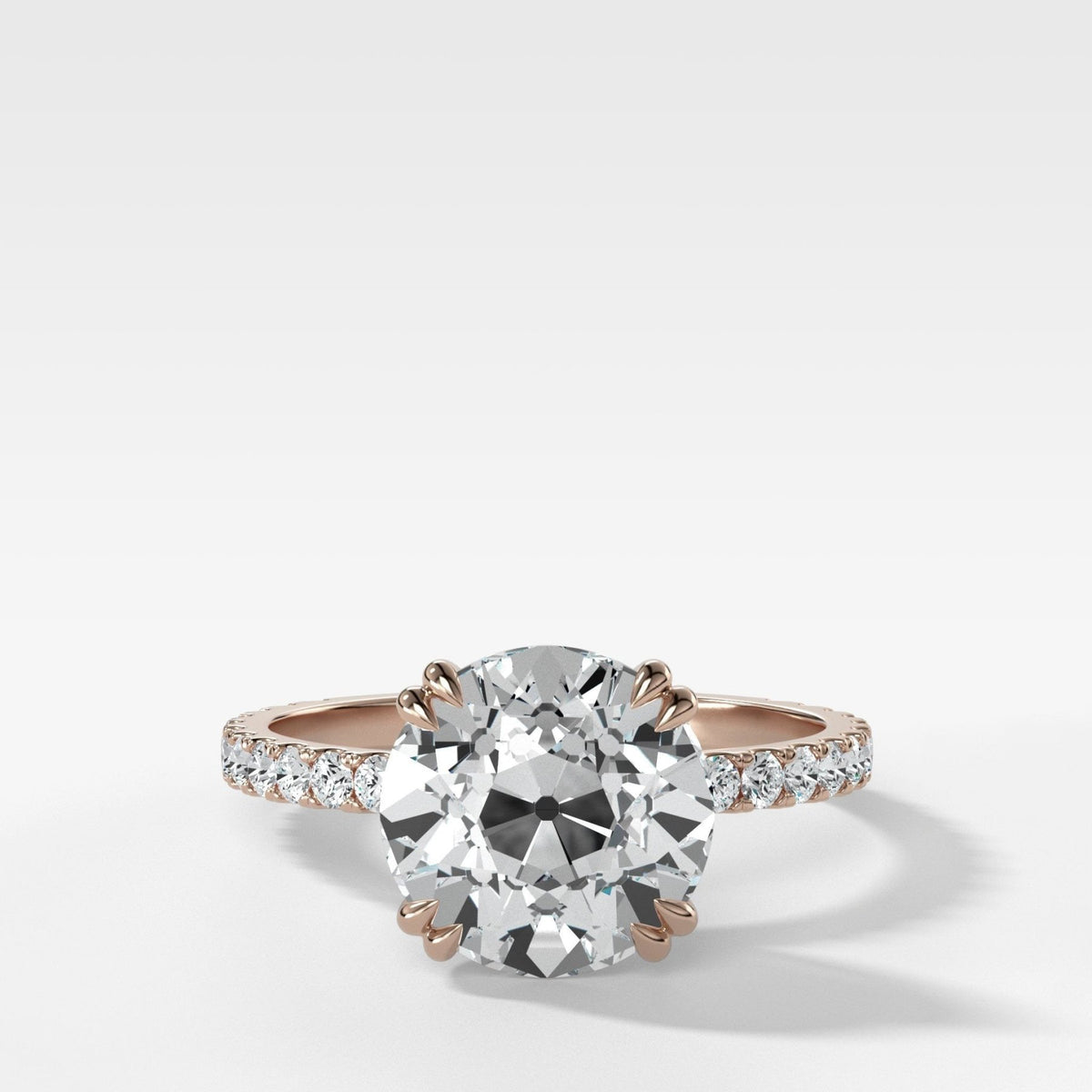 Signature Pavé Engagement Ring With Old Euro Cut Diamond - GOODSTONE