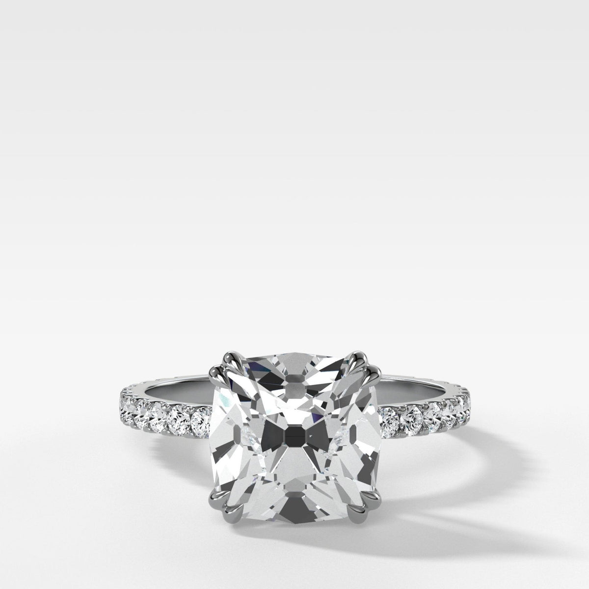 Signature Pavé Engagement Ring With Old Mine Cut Diamond - GOODSTONE