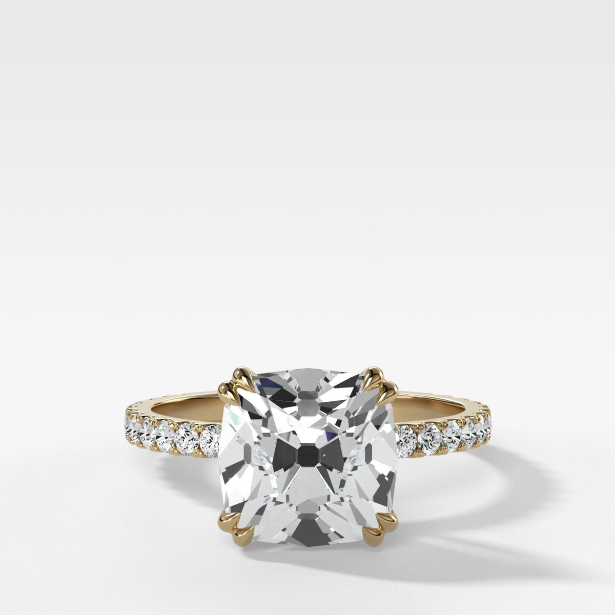 Signature Pavé Engagement Ring With Old Mine Cut Diamond - GOODSTONE