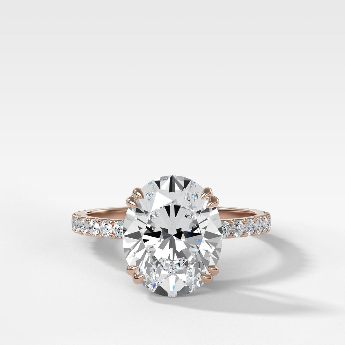 Signature Pavé Engagement Ring With Oval Cut Diamond - GOODSTONE