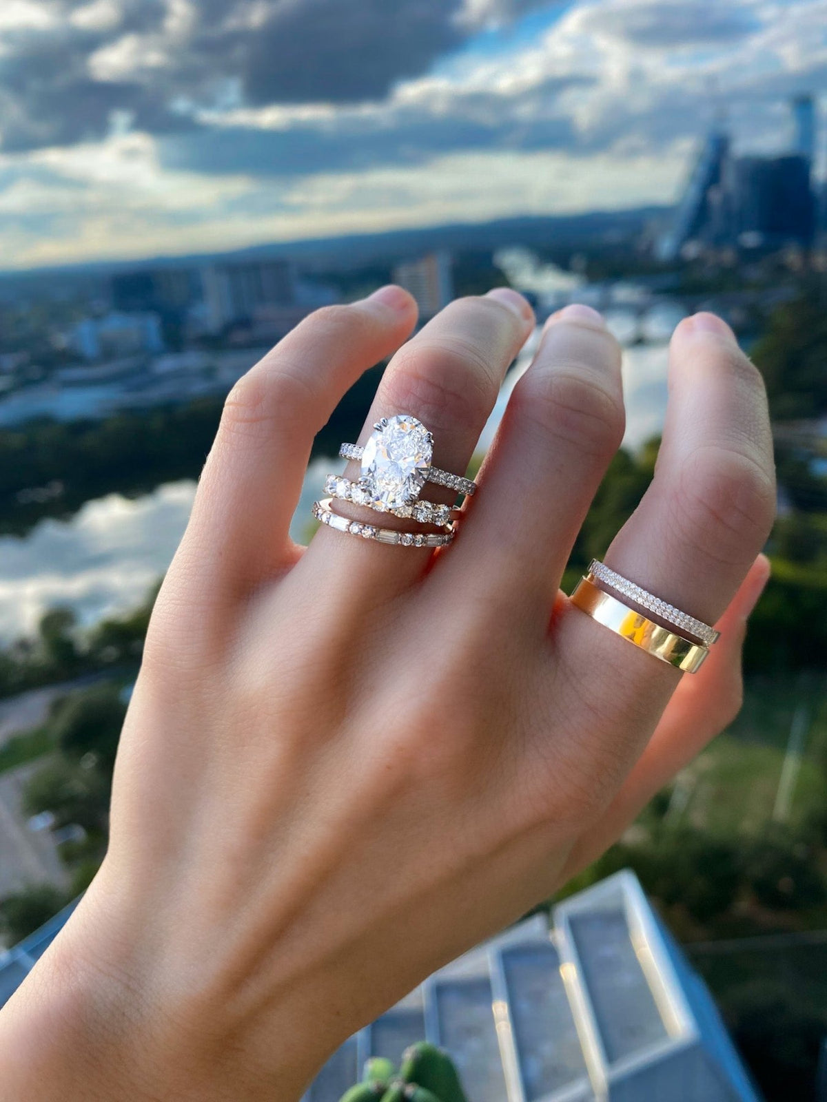 Signature Pavé Engagement Ring With Oval Cut Diamond - GOODSTONE