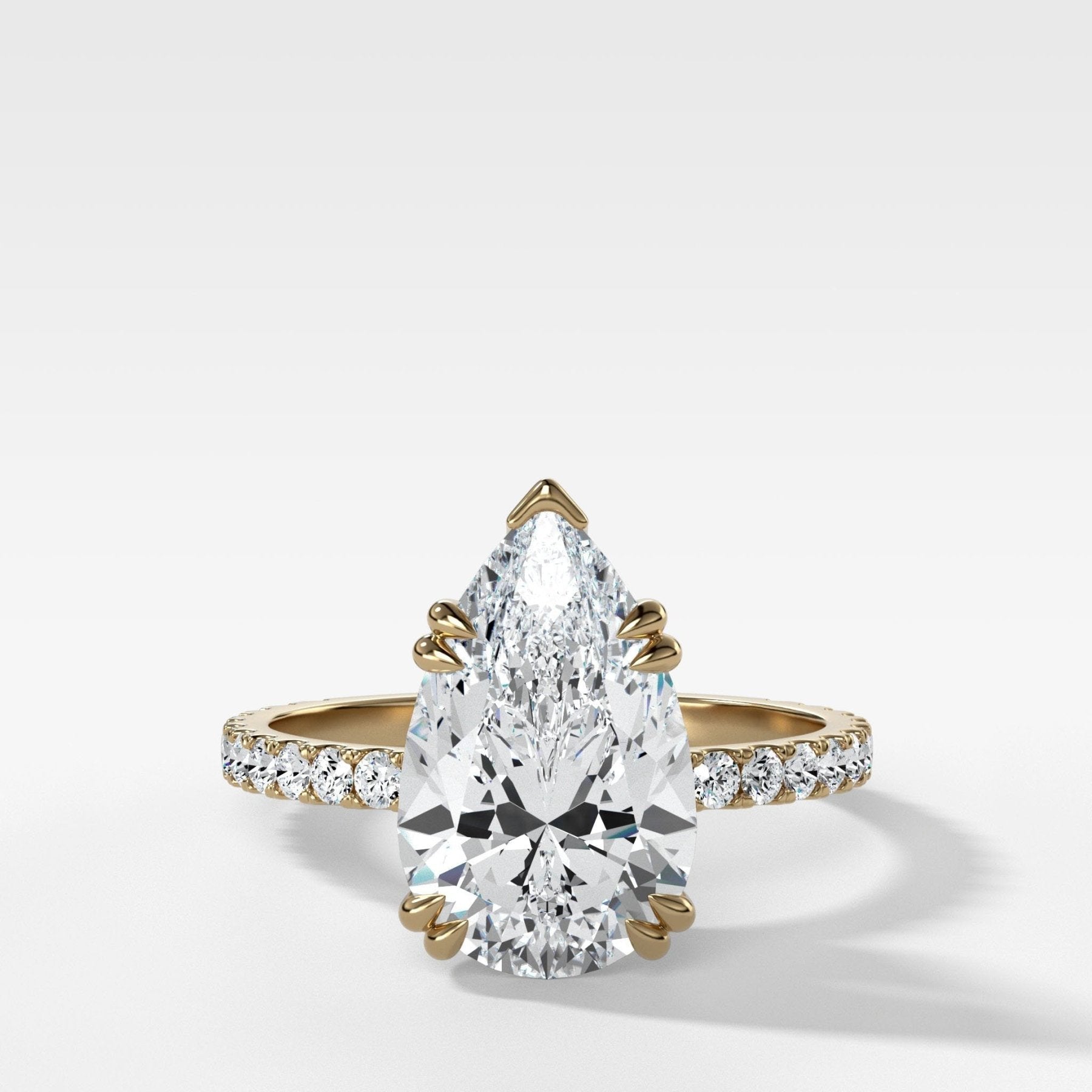 Signature Pavé Engagement Ring With Pear Cut Diamond - GOODSTONE