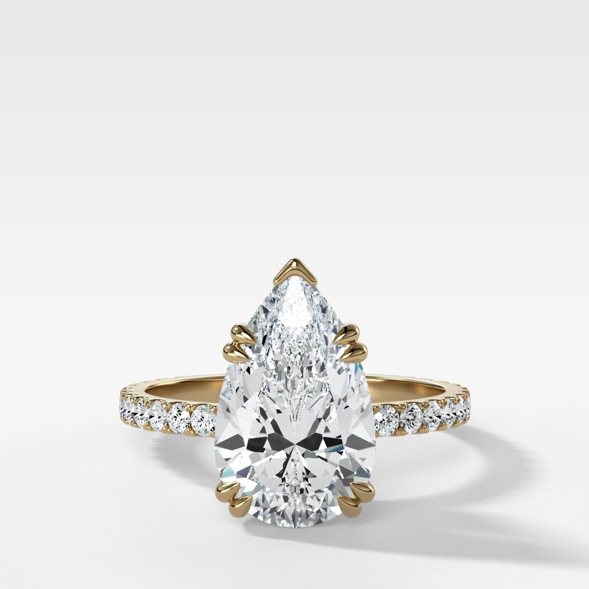 Signature Pavé Engagement Ring With Pear Cut Diamond - GOODSTONE