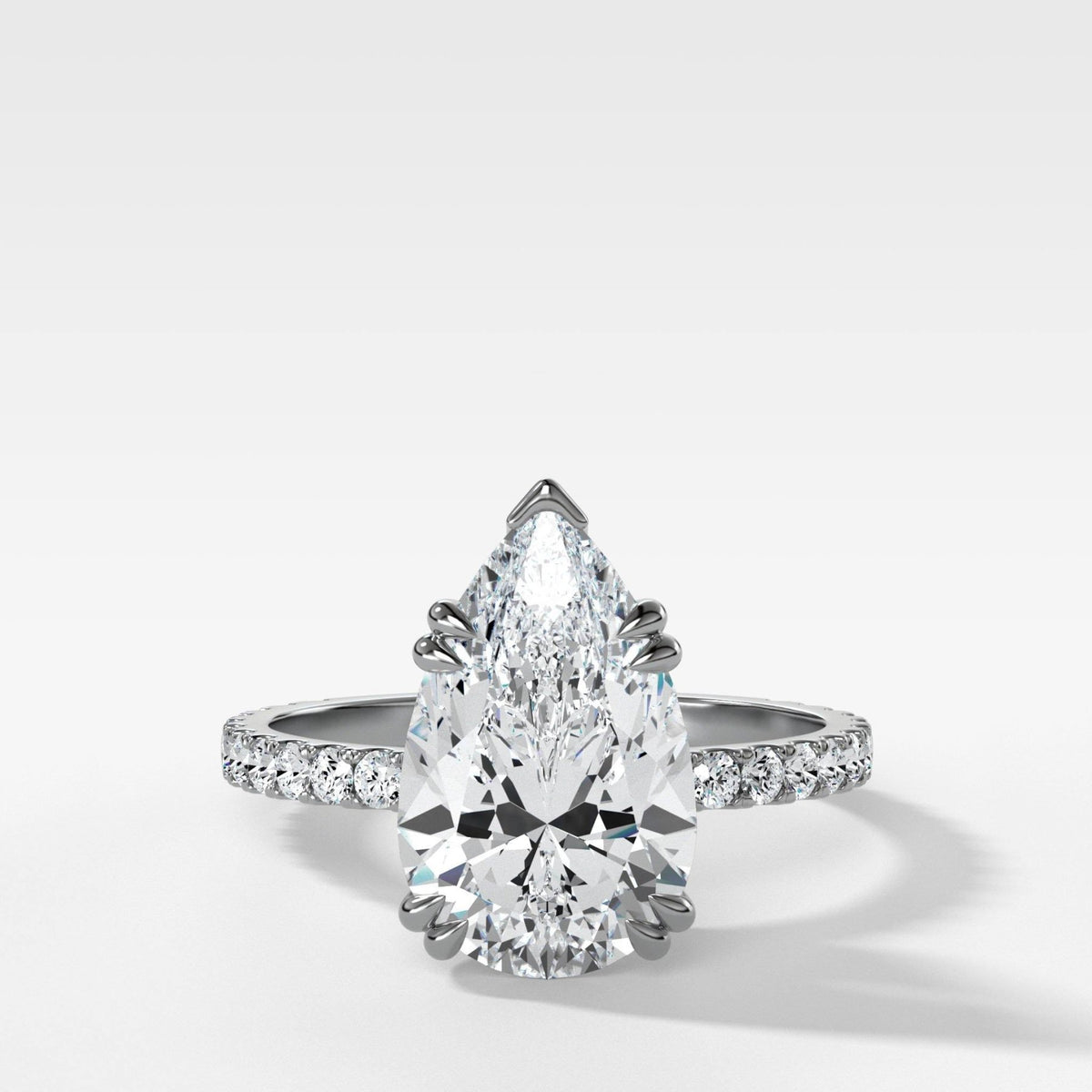 Signature Pavé Engagement Ring With Pear Cut Diamond - GOODSTONE