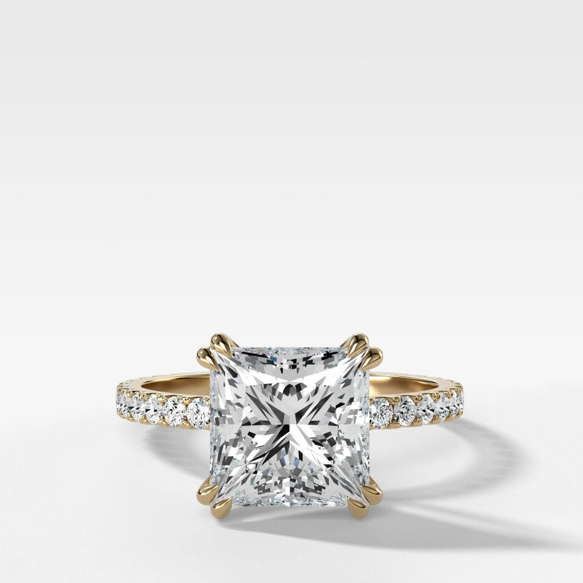 Signature Pavé Engagement Ring With Princess Cut Diamond - GOODSTONE