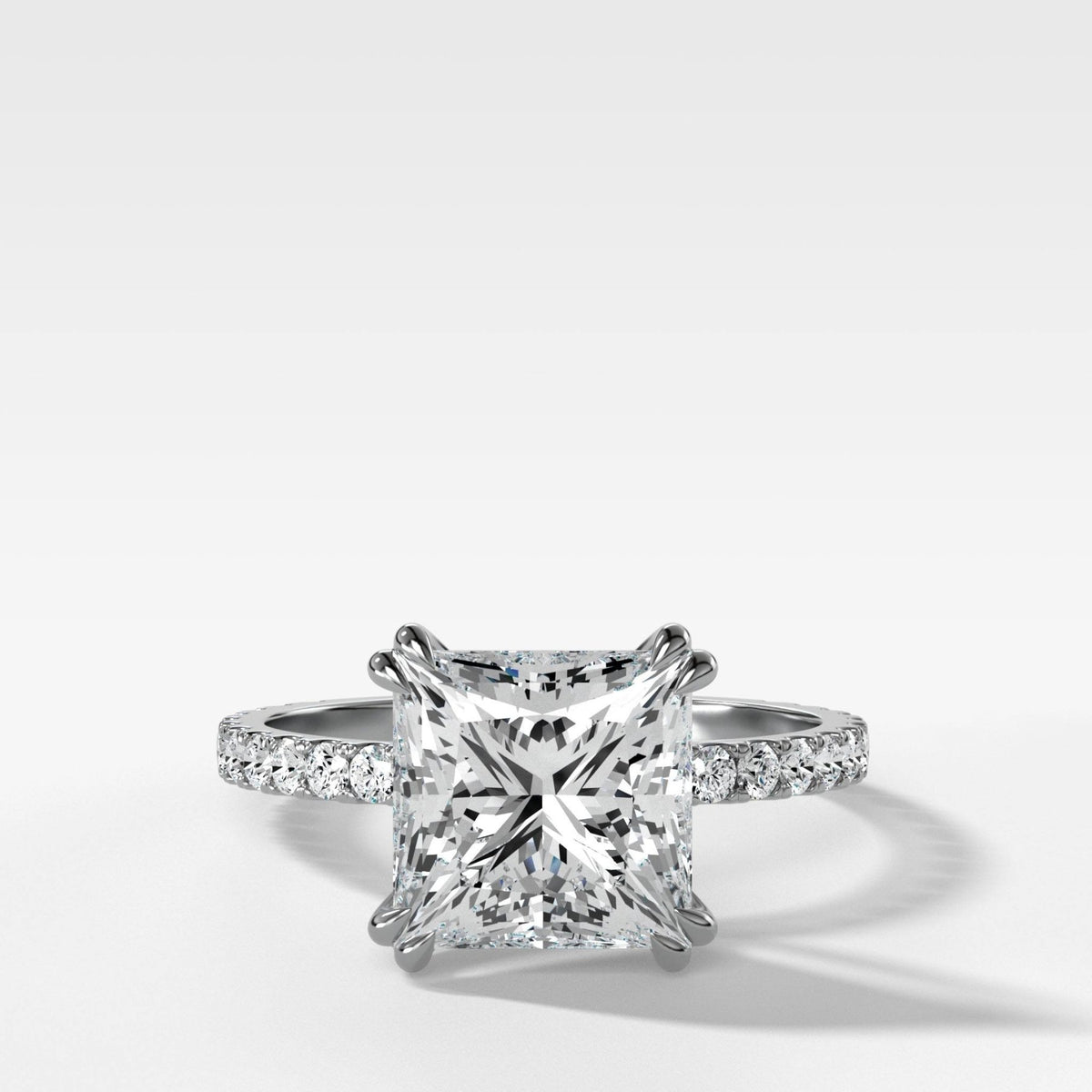 Signature Pavé Engagement Ring With Princess Cut Diamond - GOODSTONE