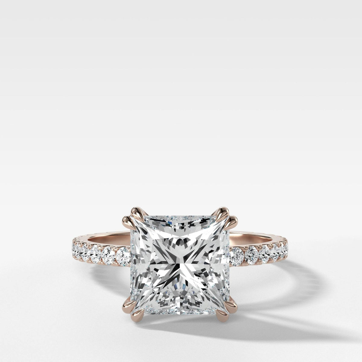Signature Pavé Engagement Ring With Princess Cut Diamond - GOODSTONE