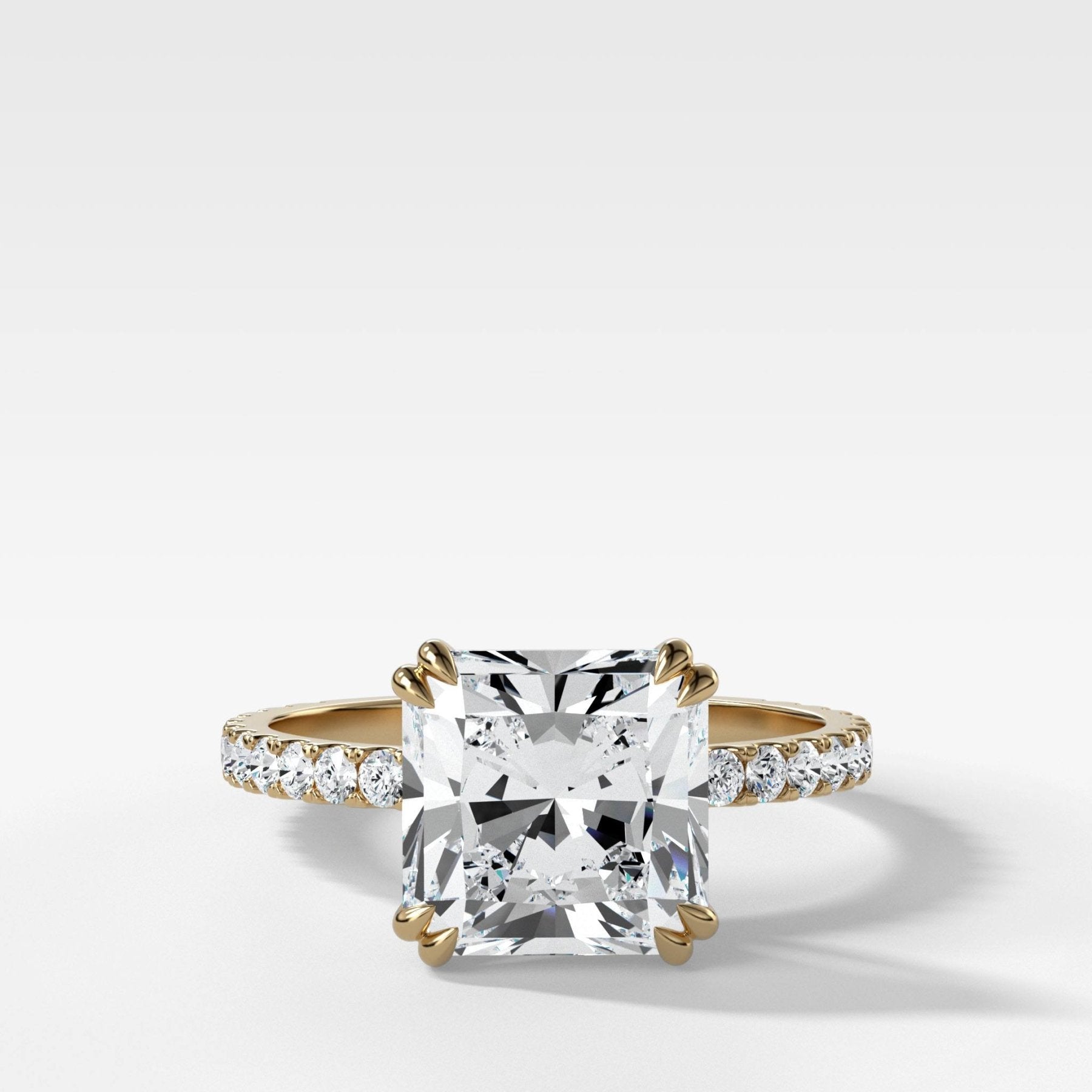 Signature Pavé Engagement Ring With Radiant Square Cut Diamond - GOODSTONE