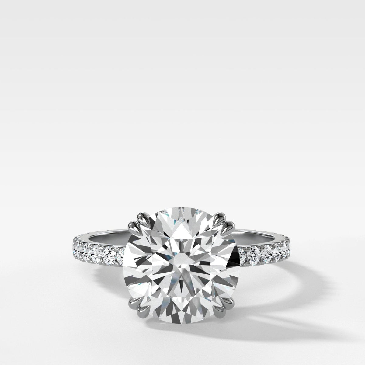 Signature Pavé Engagement Ring With Round Cut Diamond - GOODSTONE