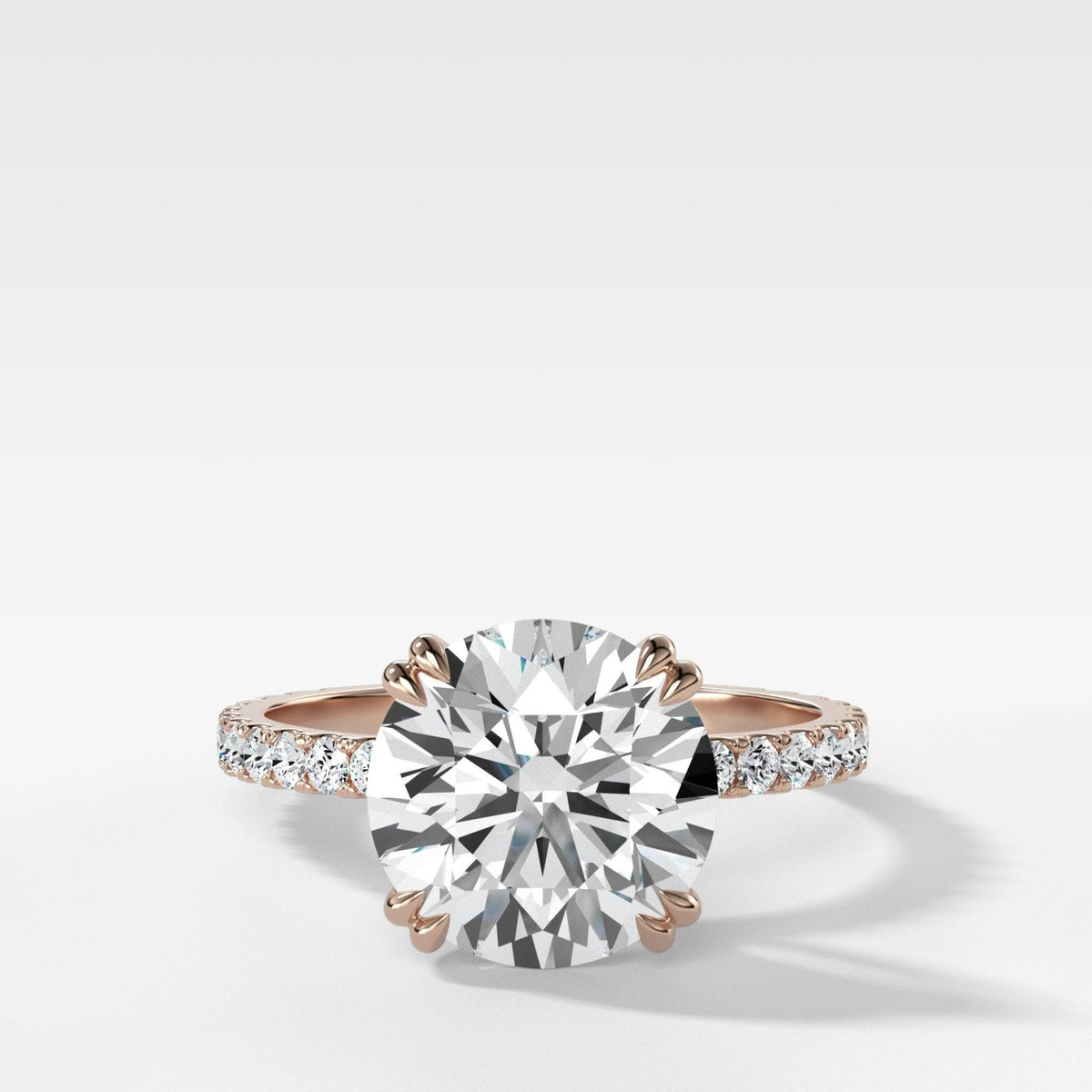 Signature Pavé Engagement Ring With Round Cut Diamond - GOODSTONE