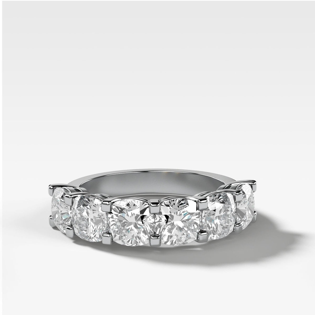 Six Stone Shared Prong Diamond Band With Cushion Cuts - GOODSTONE